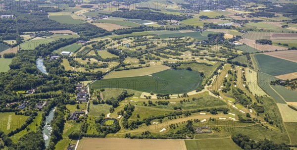 Aerial view, golf course, golf club Op de Niep, Neukirchen-Vluyn, Lower Rhine, North Rhine-Westphalia, Germany, DE, Europe, golf, golf course, golf club, golf course, golf course Nieper Kuhlen, aerial view, aerial photography, aerial photography, sports, overview, bird's-eye view, overview