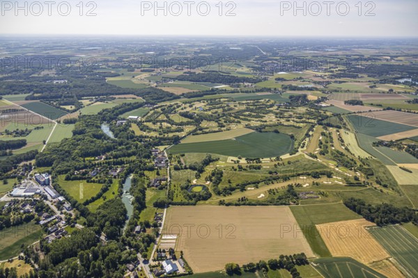 Aerial view, golf course, golf club Op de Niep, Neukirchen-Vluyn, Lower Rhine, North Rhine-Westphalia, Germany, DE, Europe, golf, golf course, golf club, golf course, golf course Nieper Kuhlen, aerial view, aerial photography, aerial photography, sports, overview, bird's-eye view, overview