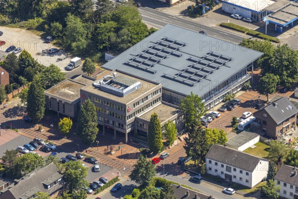 Aerial view, Stadtsparkasse Neukirchen-Vluyn, Poststrasse, Neukirchen-Vluyn, Lower Rhine, North Rhine-Westphalia, Germany, DE, Europe, aerial view, aerial photography, aerial photography, overview, bird's-eye view, birds-eyes view, overview