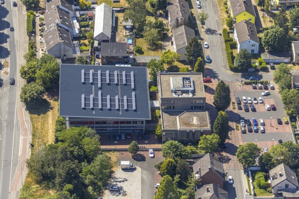 Aerial view, Stadtsparkasse Neukirchen-Vluyn, Poststrasse, Neukirchen-Vluyn, Lower Rhine, North Rhine-Westphalia, Germany, DE, Europe, finance, aerial photography, aerial photography, overview, bird's-eye view, overview