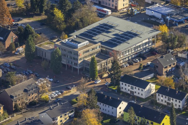 Aerial view, StadtSparkasse, Poststraße, Neukirchen, Neukirchen-Vluyn, Ruhr area, North Rhine-Westphalia, Germany, bank, DE, Europe, financial institution, aerial view, aerial photography, aerial photography, Sparkasse, overview, bird's-eye view, overview