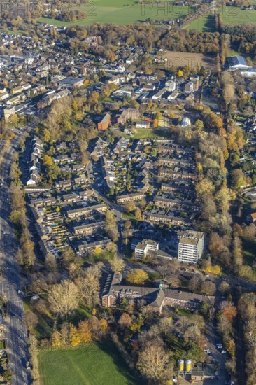 Aerial view, town hall Neukirchen-Vluyn, Hans-Böckler-Straße, high-rise residential building, residential area Emil-Schweitzer-Straße, Neukirchen, Neukirchen-Vluyn, Ruhr area, North Rhine-Westphalia, Germany, authority, DE, Europe, property tax, high-rise buildings, real estate, aerial view, aerial photography, aerial photography, town hall, terraced houses, city administration, overview, bird's eye view, residential complex, living and life, residential area, residential buildings, residential quality, residential neighbourhood, housing estate, bird's eye view, overview