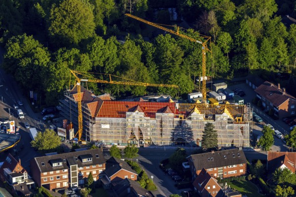 Aerial view, construction site new building Dorbaumstraße, Wersehofgelände, Münster, Münsterland, North Rhine-Westphalia, Germany, construction work, construction area, construction site, building plots, construction project, construction site, DE, Europe, aerial view, aerial photography, aerial photography, overview, bird's-eye view, overview