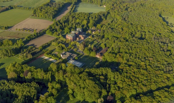 Aerial view, Gymnasium St. Mauritz, Münster, Münsterland, North Rhine-Westphalia, Germany, education, educational institution, Boniburger Wald, DE, Europe, grammar school, educational institute, aerial photography, aerial photography, aerial photography, school, overview, bird's eye view, Vorsehungskloster, forest area, birds-eyes view, overview