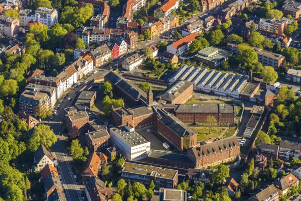 Aerial photograph, Münster prison, Münster, Münsterland, North Rhine-Westphalia, Germany, arrest, DE, Europe, imprisonment, imprisonment sentence, Gartenstraße, prison, detention centre, prison sentence, correctional facility, aerial photograph, aerial photography, aerial photography, overview, custody, bird's-eye view, overview, JVA