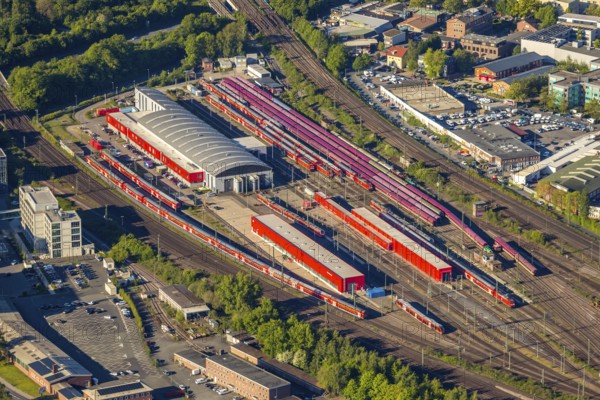Aerial photo, euro-Express Sonderzüege GmbH, provider of special trains, DB Regio, Münster, Münsterland, North Rhine-Westphalia, Germany, railway tracks, DE, Europe, aerial photo, aerial photography, aerial photography, special trains, overview, bird's-eye view, birds-eyes view, overview