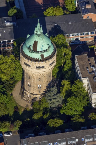 Aerial view, water tower Münster-Geistviertel, Münster, Münsterland, North Rhine-Westphalia, Germany, DE, Europe, aerial view, aerial photography, aerial photography, sight, Stadtwerke Münster, tower, overview, bird's eye view, water tower, water tower Auf Der Geist, birds-eyes view, overview
