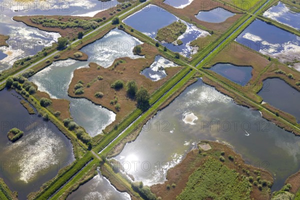 Aerial photograph, nature reserve Rieselfelder Münster, European bird sanctuary, Münster, Münsterland, North Rhine-Westphalia, Germany, DE, Europe, cultural landscape, landscape conservation area, aerial photograph, aerial photography, aerial photography, nature reserve, nature conservation area, overview, environmental protection, bird's eye view, bird sanctuary, birds-eyes view, overview