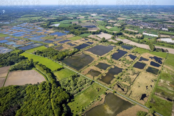 Aerial photograph, nature reserve Rieselfelder Münster, European bird sanctuary, Münster, Münsterland, North Rhine-Westphalia, Germany, DE, Europe, cultural landscape, landscape conservation area, aerial photograph, aerial photography, aerial photography, nature reserve, nature conservation area, overview, environmental protection, bird's eye view, bird sanctuary, birds-eyes view, overview