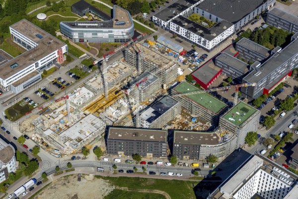 Aerial view, city centre district Zentrum-Nord, construction site residential quarters Anton-Bruchausen-Straße, district government Münster, Münster, Münsterland, North Rhine-Westphalia, Germany, DE, Europe, commercial buildings, property tax, real estate, aerial photograph, aerial photography, aerial photography, overview, administrative location, bird's-eye view, residential complex, living and working, living and life, residential area, residential buildings, residential quarter, housing estate, bird's-eye view, overview