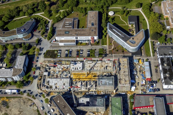 Aerial view, city centre district Zentrum-Nord, construction site residential quarters Anton-Bruchausen-Straße, district government Münster, Münster, Münsterland, North Rhine-Westphalia, Germany, DE, Europe, commercial buildings, property tax, real estate, aerial photograph, aerial photography, aerial photography, overview, administrative location, bird's-eye view, residential complex, living and working, living and life, residential area, residential buildings, residential quarter, housing estate, bird's-eye view, overview