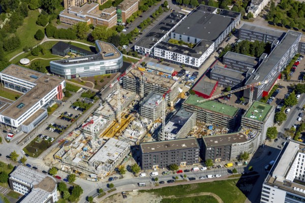 Aerial view, city centre district Zentrum-Nord, construction site residential quarters Anton-Bruchausen-Straße, district government Münster, Münster, Münsterland, North Rhine-Westphalia, Germany, DE, Europe, commercial buildings, property tax, real estate, aerial photograph, aerial photography, aerial photography, overview, administrative location, bird's-eye view, residential complex, living and working, living and life, residential area, residential buildings, residential quarter, housing estate, bird's-eye view, overview