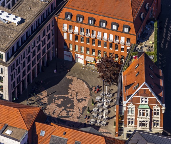 Aerial view, Picasso Square, Picasso portrait, Münster, Münsterland, North Rhine-Westphalia, Germany, Old Town, DE, Europe, graphics, culture, art, Königstraße, artist, aerial view, aerial photography, aerial photography, museum, overview, bird's eye view, birds-eyes view, overview, Spanish painter