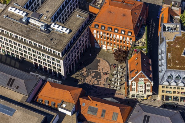 Aerial view, Picasso Square, Picasso portrait, Münster, Münsterland, North Rhine-Westphalia, Germany, Old Town, DE, Europe, graphics, culture, art, Königstraße, artist, aerial view, aerial photography, aerial photography, museum, overview, bird's eye view, birds-eyes view, overview, Spanish painter