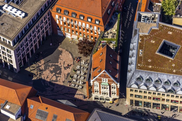Aerial view, Picasso Square, Picasso portrait, Münster, Münsterland, North Rhine-Westphalia, Germany, Old Town, DE, Europe, graphics, culture, art, Königstraße, artist, aerial view, aerial photography, aerial photography, museum, overview, bird's eye view, birds-eyes view, overview, Spanish painter
