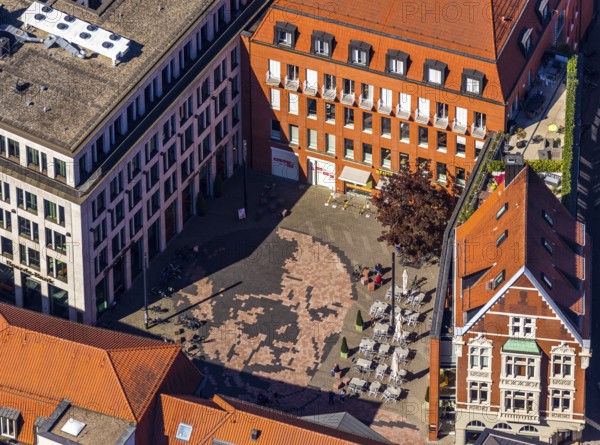 Aerial view, Picasso Square, Picasso portrait, Münster, Münsterland, North Rhine-Westphalia, Germany, Old Town, DE, Europe, graphics, culture, art, Königstraße, artist, aerial view, aerial photography, aerial photography, museum, overview, bird's eye view, birds-eyes view, overview, Spanish painter