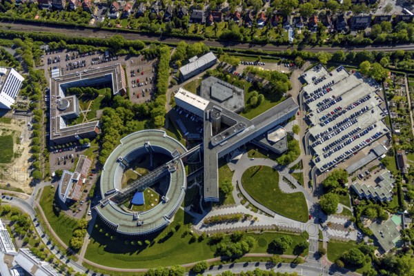 Aerial view, German Pension Insurance Westphalia, Münster, Münsterland, North Rhine-Westphalia, Germany, DE, Europe, Gartenstraße, aerial view, aerial photography, aerial photography, car parks, pension insurance, overview, pension office, bird's eye view, birds-eyes view, overview