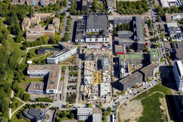 Aerial view, city centre district Zentrum-Nord, construction site residential quarters Anton-Bruchausen-Straße, district government Münster, Münster, Münsterland, North Rhine-Westphalia, Germany, DE, Europe, commercial buildings, property tax, real estate, aerial photograph, aerial photography, aerial photography, overview, administrative location, bird's-eye view, residential complex, living and working, living and life, residential area, residential buildings, residential quarter, housing estate, bird's-eye view, overview