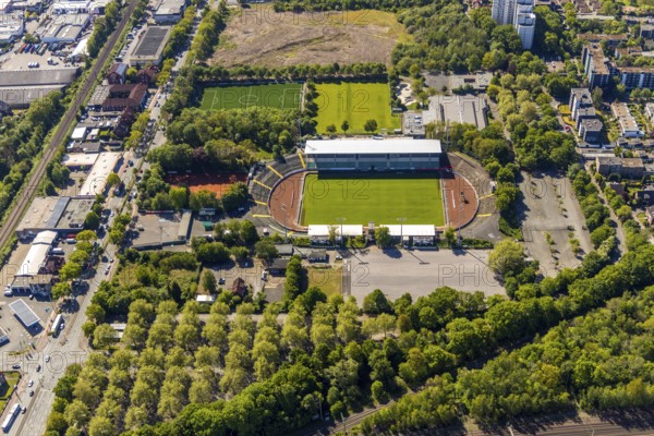 Aerial view, Preußenstadion, SC Preußen 06 e.V. Münster, Münster, Münsterland, North Rhine-Westphalia, Germany, Arena, DE, Europe, football pitch, football stadium, football club, aerial view, aerial photography, aerial photography, sports, sports facilities, sports field, sports venue, stadium, overview, bird's eye view, bird's eye view, overview