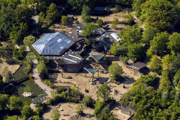 Aerial view, all-weather zoo Münster, elephant house, Münster, Münsterland, North Rhine-Westphalia, Germany, DE, Europe, aerial view, aerial photography, aerial photography, zoo, animal park, animal world, overview, bird's eye view, zoo, Zoo Münster, birds-eyes view, overview
