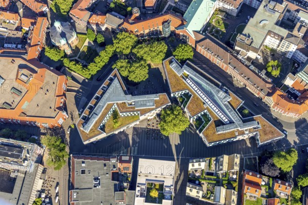 Aerial view, cath. Clemenskirche, Stubengasse shopping centre, Münster, Münsterland, North Rhine-Westphalia, Germany, place of worship, DE, shopping, shopping centre, shopping mall, shopping mile, shopping square, shopping alleyway, shopping centre, Europe, religious community, place of worship, Karstadt, church, parish, Klartext-Verlag, denomination, aerial view, aerial photography, aerial photography, Münster from above, Münsterbuch, religion, sight, shopping, shopping, overview, bird's-eye view, overview