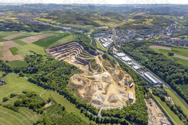 Aerial photo, Rheinkalk Grevenbrück GmbH quarry, Sporke, Lennestadt, Sauerland, North Rhine-Westphalia, Germany, DE, Europe, aerial photo, aerial photography, aerial photography, quarry, overview, bird's-eye view, overview