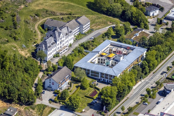 Aerial view, Caritas retirement home and nursing home St. Franziskus-Haus, Trockenbrück, Lennestadt, Sauerland, North Rhine-Westphalia, Germany, DE, Europe, aerial view, aerial photography, aerial photography, overview, bird's eye view, birds-eyes view, overview