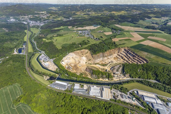 Aerial photo, Rheinkalk Grevenbrück GmbH quarry, Grevenbrück, Lennestadt, Sauerland, North Rhine-Westphalia, Germany, DE, Europe, aerial photo, aerial photography, aerial photography, quarry, overview, bird's-eye view, overview
