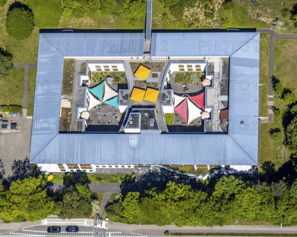 Aerial view, Caritas retirement home and nursing home St. Franziskus-Haus, Trockenbrück, Lennestadt, Sauerland, North Rhine-Westphalia, Germany, retirement home, nursing home, care and nursing, Bielefelder Straße, DE, Europe, aerial view, aerial photography, aerial photography, care facility, retirement home, retirement residence, retirement home, senior centre, overview, bird's eye view, birds-eyes view, overview