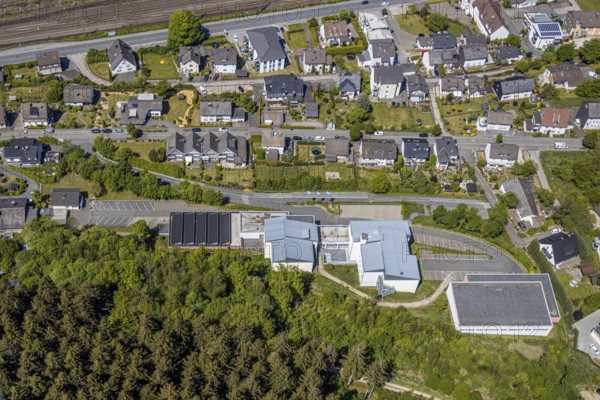 Aerial photo, Berufskolleg des Kreises Olpe, Altenhundem, Lennestadt, Sauerland, North Rhine-Westphalia, Germany, education, educational institution, DE, Europe, college school, teaching institute, aerial photo, aerial photography, aerial photography, school, overview, bird's eye view, birds-eyes view, overview