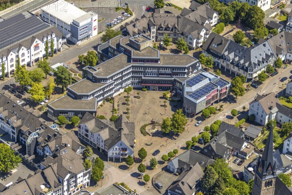 Aerial view, town hall Lennestadt, Thomas-Morus-Platz, Altenhundem, Lennestadt, Sauerland, North Rhine-Westphalia, Germany, authority, DE, Europe, aerial view, aerial photography, aerial photography, town hall, town administration, overview, bird's-eye view, overview
