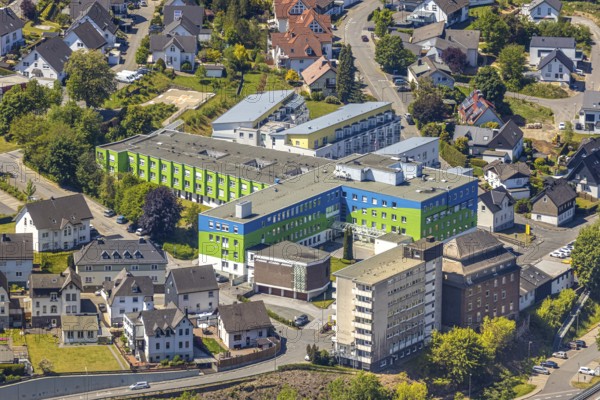 Aerial view, St. Josefs-Hospital Lennestadt, Altenhundem, Lennestadt, Sauerland, North Rhine-Westphalia, Germany, DE, Europe, healthcare, hospital, clinic, clinic centre, hospital, aerial view, aerial photography, aerial photography, medical facility, medical assistance, emergency service, overview, bird's eye view, overview, medical care