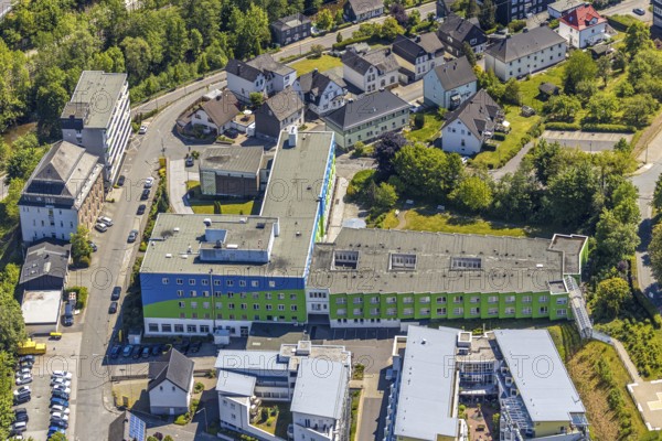 Aerial view, St. Josefs-Hospital Lennestadt, Altenhundem, Lennestadt, Sauerland, North Rhine-Westphalia, Germany, DE, Europe, healthcare, hospital, clinic, clinic centre, hospital, aerial view, aerial photography, aerial photography, medical facility, medical assistance, emergency service, overview, bird's eye view, overview, medical care