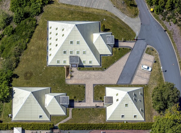 Aerial view, Galileo-Park, Sauerland Pyramids, Mining Museum Siciliaschacht, Lennestadt, Sauerland, North Rhine-Westphalia, Germany, DE, Europe, aerial view, aerial photography, aerial photography, museum, overview, bird's-eye view, overview