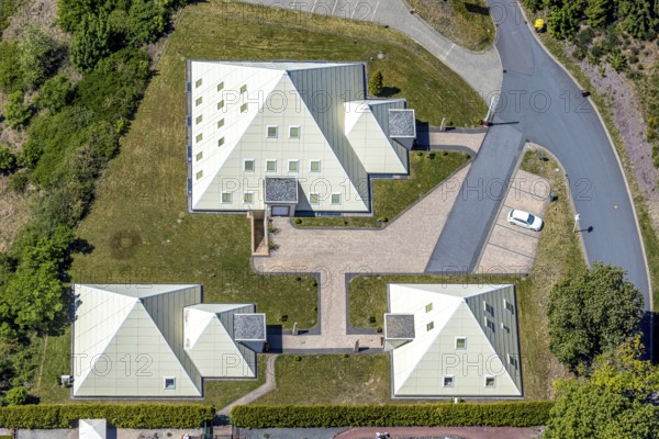 Aerial view, Galileo-Park, Sauerland Pyramids, Mining Museum Siciliaschacht, Lennestadt, Sauerland, North Rhine-Westphalia, Germany, DE, Europe, aerial view, aerial photography, aerial photography, museum, overview, bird's-eye view, overview