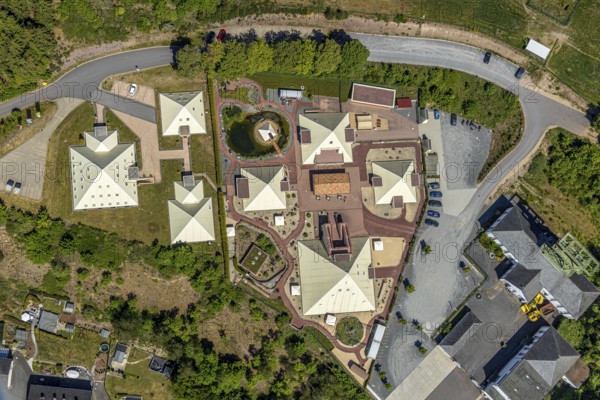 Aerial view, Galileo-Park, Sauerland Pyramids, Mining Museum Siciliaschacht, Lennestadt, Sauerland, North Rhine-Westphalia, Germany, DE, Europe, aerial view, aerial photography, aerial photography, museum, overview, bird's-eye view, overview