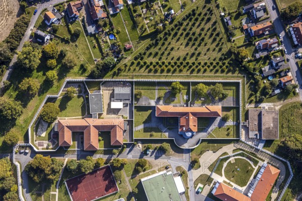 Aerial view, LWL Centre for Forensic Psychiatry Lippstadt, Eickelborn, Lippstadt, Soest district, North Rhine-Westphalia, Germany, Treatment of offenders due to mental illness, DE, Eickelbornstraße, Europe, Specialist clinic, Healthcare, Clinic, clinic grounds, Kreis-Soest-Buch, KreisSoestBuch, aerial view, aerial photography, aerial photography, forensic clinic, medical facility, medical help, overview, bird's-eye view, forensic clinic, overview, medical care