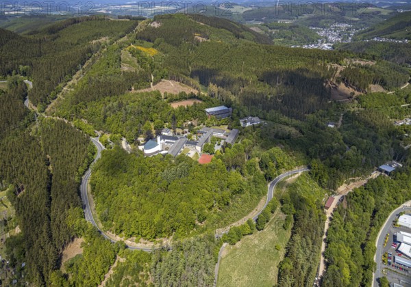 Aerial view, Private Gymnasium Maria Königin, Jugendhof Pallotti Lennestadt, Mission House, Altenhundem, Lennestadt, Sauerland, North Rhine-Westphalia, Germany, education, educational institution, DE, Europe, grammar school, teaching institute, aerial view, aerial photography, aerial photography, school, overview, bird's eye view, forest area, birds-eyes view, overview