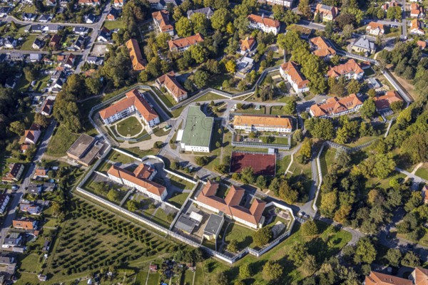 Aerial view, LWL Centre for Forensic Psychiatry Lippstadt, Eickelborn, Lippstadt, Soest district, North Rhine-Westphalia, Germany, Treatment of offenders due to mental illness, DE, Eickelbornstraße, Europe, Specialist clinic, Healthcare, Clinic, clinic grounds, Kreis-Soest-Buch, KreisSoestBuch, aerial view, aerial photography, aerial photography, forensic clinic, medical facility, medical help, overview, bird's-eye view, forensic clinic, overview, medical care