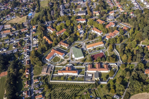 Aerial view, LWL Centre for Forensic Psychiatry Lippstadt, Eickelborn, Lippstadt, Soest district, North Rhine-Westphalia, Germany, Treatment of offenders due to mental illness, DE, Eickelbornstraße, Europe, Specialist clinic, Healthcare, Clinic, clinic grounds, Kreis-Soest-Buch, KreisSoestBuch, aerial view, aerial photography, aerial photography, forensic clinic, medical facility, medical help, overview, bird's-eye view, forensic clinic, overview, medical care