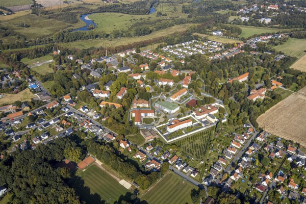 Aerial view, LWL Centre for Forensic Psychiatry Lippstadt, Eickelborn, Lippstadt, Soest district, North Rhine-Westphalia, Germany, Treatment of offenders due to mental illness, DE, Eickelbornstraße, Europe, Specialist clinic, Healthcare, Clinic, clinic grounds, Kreis-Soest-Buch, KreisSoestBuch, aerial view, aerial photography, aerial photography, forensic clinic, medical facility, medical help, overview, bird's-eye view, forensic clinic, overview, medical care