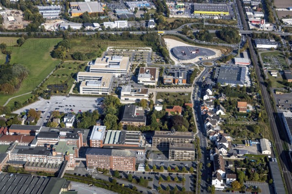 Aerial photograph, Campus Lippstadt, Hamm-Lippstadt University of Applied Sciences, Lippstadt, Soest district, North Rhine-Westphalia, Germany, education, educational institution, educational institute, DE, Dr.-Arnold-Hueck-Straße, Europe, research institute, Himmelreich, university, Soest-Buch district, Soest-Buch district, educational institute, aerial photograph, aerial photography, aerial photography, overview, bird's-eye view, bird's-eye view, overview