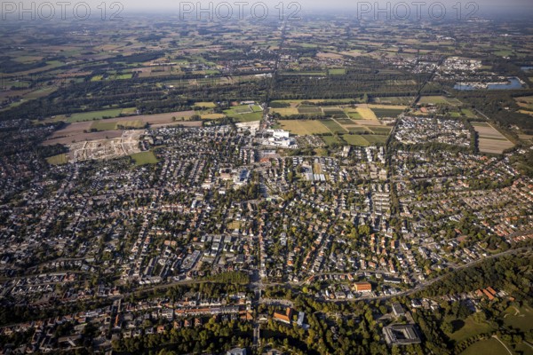 Aerial view, view of Lippstadt-Nord, Lippstadt, Soest district, North Rhine-Westphalia, Germany, construction work, construction, construction area, construction area Auf dem Rode, building site, building plots, construction measure, construction project, construction site, DE, Europe, Ev. Krankenhaus Lippstadt, FrieslandCampina Kievit GmbH, healthcare, commercial enterprises, commercial area, commercial park, commercial location, commercial use, property tax, hospital, real estate, industrial area, industrial location, Kernstadt Nord, clinic, clinic centre, hospital, Kreis-Soest-Buch, KreisSoestBuch, aerial view, aerial photography, aerial photography, medical facility, medical aid, Mentzelsfelder forest area, new construction, emergency service, overview, bird's-eye view, residential area, housing and living, residential area, residential buildings, residential quality, residential neighbourhood, housing estate, birds-eyes view, overview, medical care