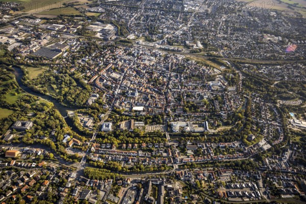 Aerial view, Old Town overview, Evangelical Great St Mary's Church, Rathausstraße, Jakobikirche, Lange Straße, River Lippe, Lippstadt, Soest district, North Rhine-Westphalia, Germany, Old Town view, Old Town ring road, Place of worship, Education, Educational institution, Cappeltor, City, DE, Damenstift Lippstadt, Monument protection, Dreifaltigkeits-Hospital gem. GmbH Lippstadt, Europe, Europaschule Ostendorf-Gymnasium, healthcare, religious community, place of worship, property tax, green trees, grammar school, holy site, hospital, Im Stift, real estate, city centre, canoe route Burgstraße, church, parish, Kleine Marienkirche, clinic, clinic centre, denomination, hospital, Kreis-Soest-Buch, KreisSoestBuch, culture, art, educational institute, aerial view, aerial photography, aerial photography, medical facility, medical aid, emergency service, town hall, town hall square, religion, religious site, ruin, play, school, city view, Lippstadt municipal theatre, town centre, St. Marien, Ab...