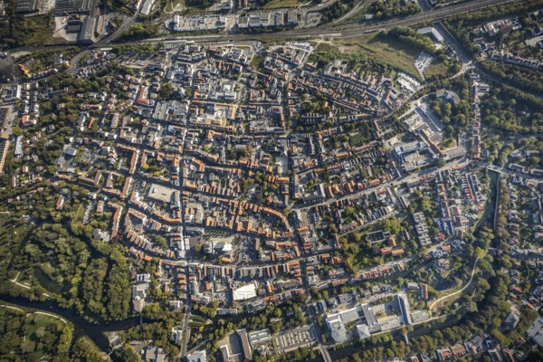 Aerial view, Old Town overview, Evangelical Great St Mary's Church, Rathausstraße, Jakobikirche, Lange Straße, River Lippe, Lippstadt, Soest district, North Rhine-Westphalia, Germany, Old Town view, Old Town ring road, Place of worship, Education, Educational institution, Cappeltor, City, DE, Damenstift Lippstadt, Monument protection, Dreifaltigkeits-Hospital gem. GmbH Lippstadt, Europe, Europaschule Ostendorf-Gymnasium, healthcare, religious community, place of worship, property tax, green trees, grammar school, holy site, hospital, Im Stift, real estate, city centre, canoe route Burgstraße, church, parish, Kleine Marienkirche, clinic, clinic centre, denomination, hospital, Kreis-Soest-Buch, KreisSoestBuch, culture, art, educational institute, aerial view, aerial photography, aerial photography, medical facility, medical aid, emergency service, town hall, town hall square, religion, religious site, ruin, play, school, city view, Lippstadt municipal theatre, town centre, St. Marien, Ab...