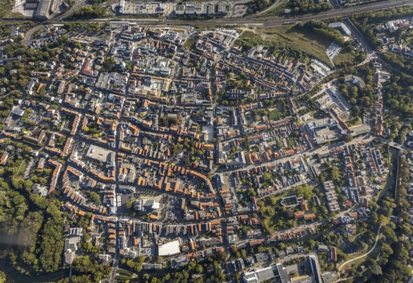 Aerial view, Old Town overview, Evangelical Great St Mary's Church, Rathausstraße, Jakobikirche, Lange Straße, River Lippe, Lippstadt, Soest district, North Rhine-Westphalia, Germany, Old Town view, Old Town ring road, Place of worship, Education, Educational institution, Cappeltor, City, DE, Damenstift Lippstadt, Monument protection, Dreifaltigkeits-Hospital gem. GmbH Lippstadt, Europe, Europaschule Ostendorf-Gymnasium, healthcare, religious community, place of worship, property tax, green trees, grammar school, holy site, hospital, Im Stift, real estate, city centre, church, parish, Kleine Marienkirche, clinic, clinic centre, denomination, hospital, Kreis-Soest-Buch, KreisSoestBuch, culture, art, educational institute, aerial view, aerial photography, aerial photography, medical facility, medical aid, emergency service, town hall, town hall square, religion, religious site, ruin, play, school, city view, Lippstadt municipal theatre, town centre, St. Marien, Abbey ruins, Theatre, Over...