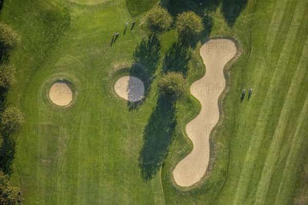 Aerial view, golf course, GolfClub Lippstadt, Lippstadt, Kreis Soest, North Rhine-Westphalia, Germany, DE, Europe, shapes and colours, golf, golf course, golf club, Kreis-Soest-Buch, KreisSoestBuch, aerial photograph, aerial photography, aerial photography, sports, overview, bird's-eye view, forest area, Wiesenhausweg, birds-eyes view, overview