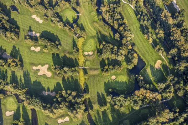 Aerial view, golf course, GolfClub Lippstadt, Lippstadt, Kreis Soest, North Rhine-Westphalia, Germany, DE, Europe, golf, golf course, golf club, Kreis-Soest-Buch, KreisSoestBuch, aerial view, aerial photography, aerial photography, sports, overview, bird's-eye view, forest area, Wiesenhausweg, birds-eyes view, overview