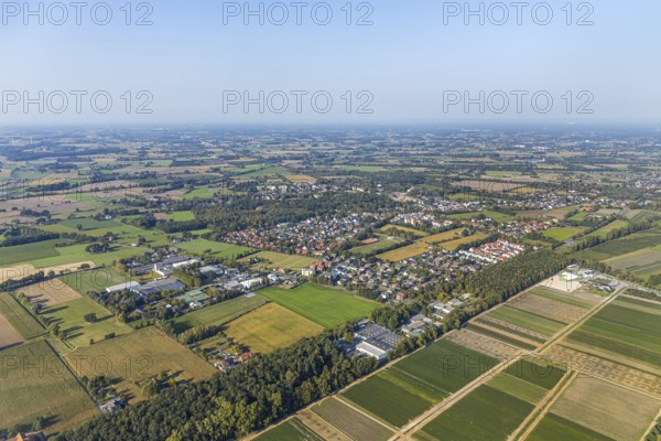 Aerial view, local view Bad Waldliesborn, Lippstadt, district Soest, North Rhine-Westphalia, Germany, DE, Europe, distant view, commercial enterprises, commercial area, commercial area, commercial area Lambertweg, commercial location, commercial use, property tax, real estate, industrial area, industrial site, district of Soest-Buch, district of Soest-Buch, aerial view, aerial photography, aerial photography, overview, bird's-eye view, meadows and fields, residential area, living and living, residential area, residential buildings, residential quality, residential neighbourhood, housing estate, birds-eyes view, overview