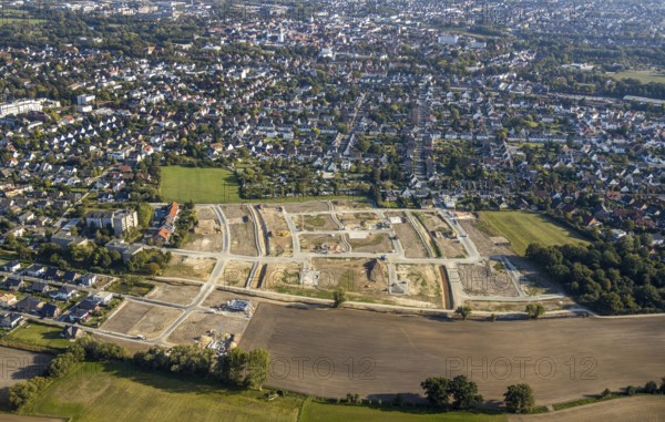 Aerial view, construction site, construction area Auf dem Rode, Kernstadt Nord, Lippstadt, Kreis Soest, North Rhine-Westphalia, Germany, Bastionsstraße, construction work, construction, construction area, building site, building plots, construction project, construction site, DE, Europe, Gellertstraße, Gorch-Fock-Straße, Kreis-Soest-Buch, KreisSoestBuch, aerial view, aerial photography, aerial photography, new building, overview, bird's eye view, Von-Are-Straße, birds-eyes view, overview